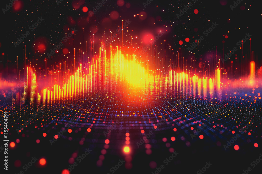 Fototapete vibrant abstract technology background showcasing illuminated particles glowing in a dynamic flow cr