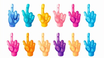 Fototapeta premium Vibrant Foam Finger Vector Set for Sports Celebrations and Events