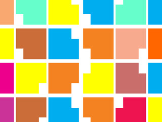 Abstract colorful checkered pattern seamless and confetti, on white background. Bright colorful retro checkered pattern background. Pixel pattern game background.