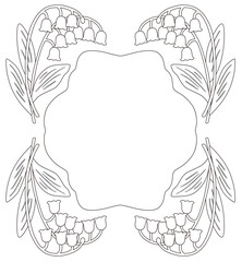 すずらんの線画ベクターフレーム