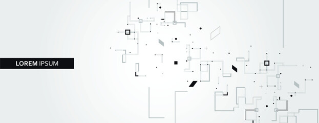 Vector line, square, circle elements. Style geometric pattern background