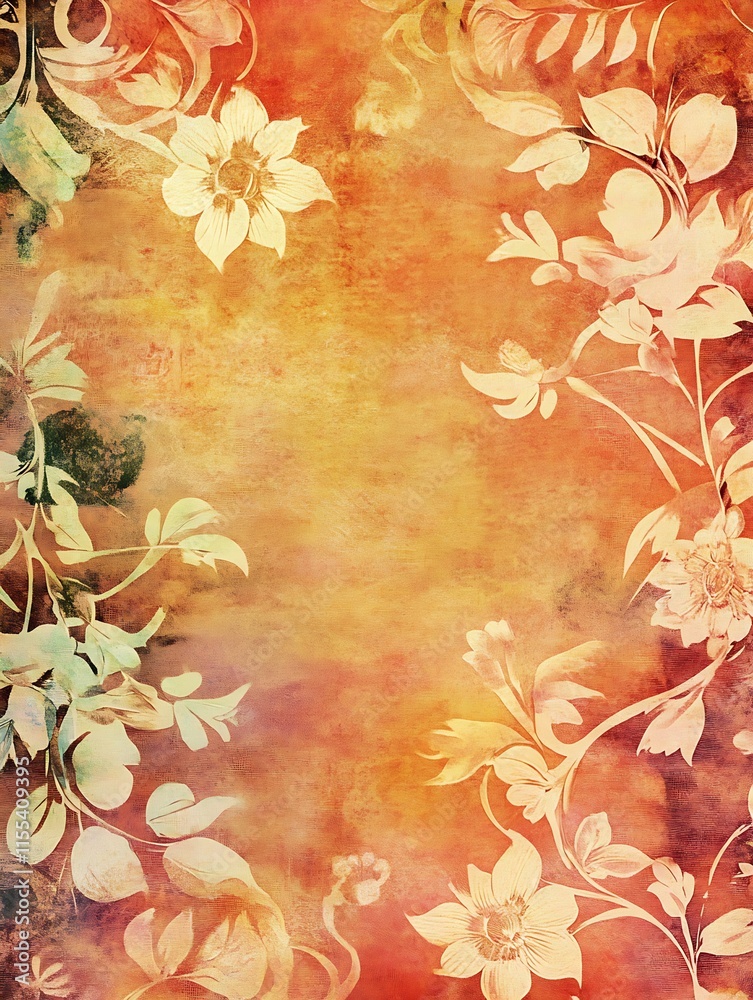 Poster vintage floral pattern background with rustic texture for creative designs : generative ai