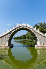 Fototapeta premium Ancient architecture of Embroidered Ripples Bridge, Summer Palace, Beijing, China