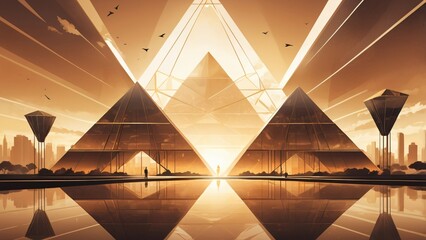 Obraz premium Beautiful peaceful mountains landscape at sunset nature background for banner flyer poster and cover vector ilustrator