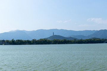 Kunming Lake and Yuquanshan Yufeng Tower, Summer Palace, Beijing, China