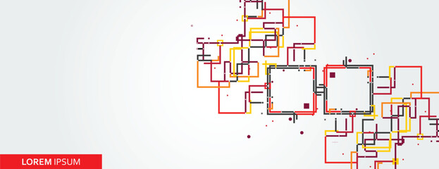 Vector line, square, circle elements. Style geometric pattern background