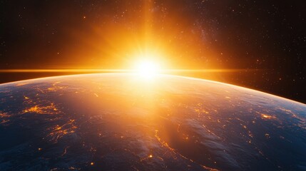 A glowing solar flare approaching Earth with a visible protective magnetic field deflecting the harmful rays