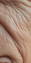 Close-up of dry, flaky skin showing fine lines and wrinkles, stock, skincare, cosmetic