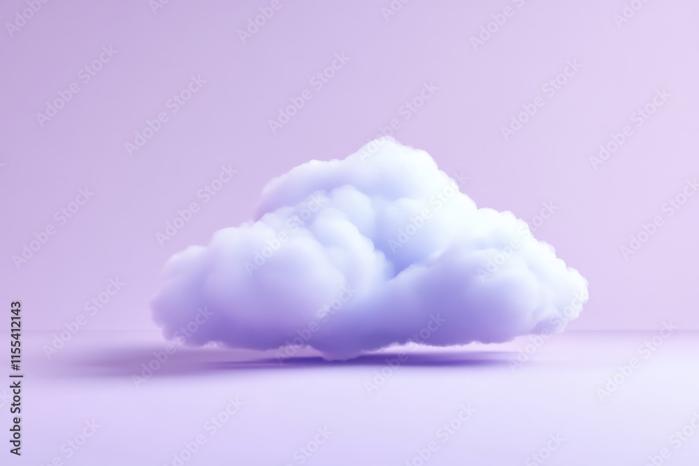 Aufkleber this image showcases a fluffy, soft purple cloud suspended in a minimalist environment, with subtle 