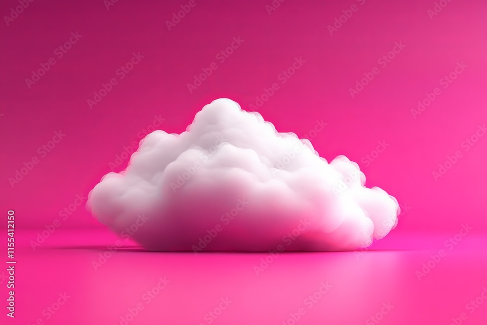 Poster a soft cloud sits within a bright pink background, blending natural beauty with artistic flair, pres