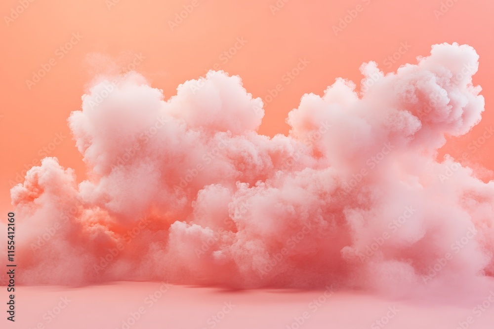 Poster bright pink clouds exhibit a soft and fluffy texture, creating a dreamlike scene. the art piece repr