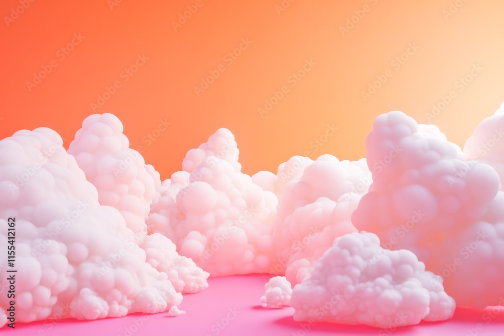 Poster abstract pink cloud formations rise in a bold gradient space, offering a visual harmony. the piece e