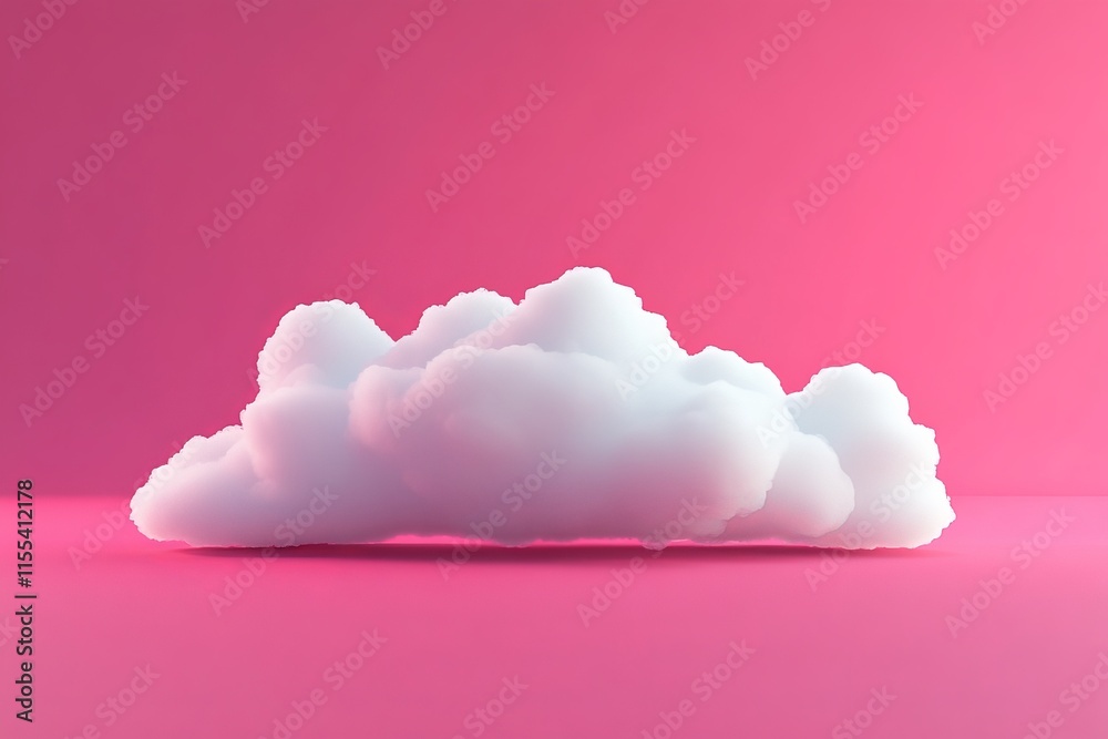 Poster a fluffy white cloud stands out against a bold pink background, creating a vibrant contrast. the ima