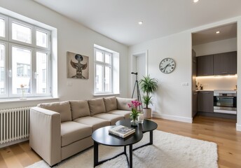Fototapeta premium modern luxury european apartment loft with scandinavian furniture design