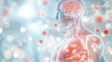 Explore the intricate human nervous system and brain anatomy in this detailed visualization, highlighting essential neurological pathways and functions.