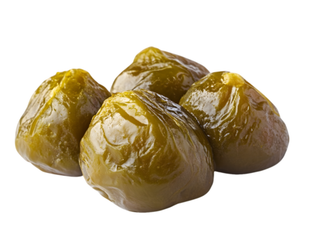 Four Dark Green Candied Figs Isolated On A White Background, PNG Transparent