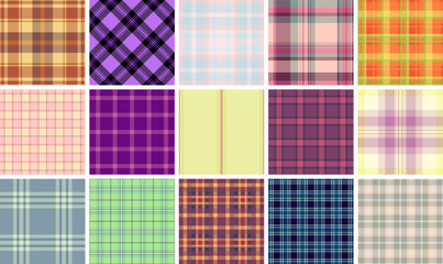 Classic checkered plaid set, offering versatile geometric patterns for shirts, clothes, and textile materials with a British-inspired aesthetic.