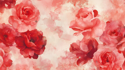 Valentines Day Romantic Background with Red Roses and Hearts for Love Celebration and Floral Design