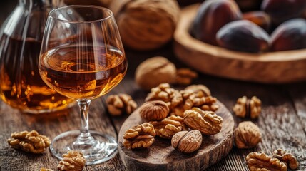 Luxury Walnut Liqueur in a Glass