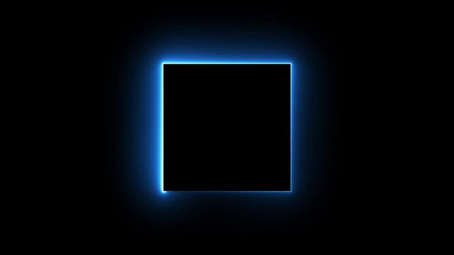 Colorful neon rectangle frame animation Isolated on black background