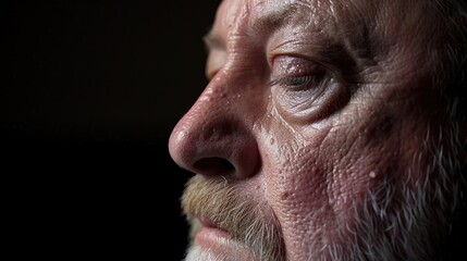 Obraz premium Close-up of elderly caucasian male with detailed facial features and beard