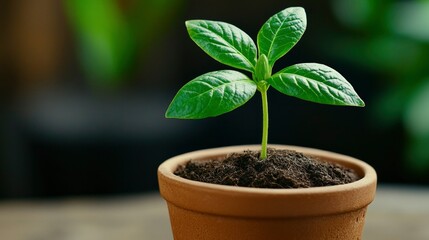 Young Sprout in Terracotta Pot Symbol of Growth and New Beginnings