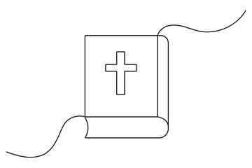 Christian three cross icon continuous one line art drawing of white background 