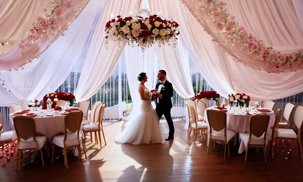 Romantic wedding party. Generative AI