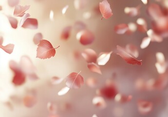 Delicate and Ethereal Falling Leaves on a Soft Background Creating a Dreamy Autumn Atmosphere Perfect for Seasonal and Nature-Themed Projects