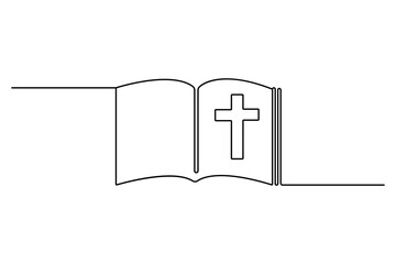 Christian three cross icon continuous one line art drawing of white background 