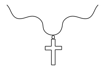 Christian three cross icon continuous one line art drawing of white background 