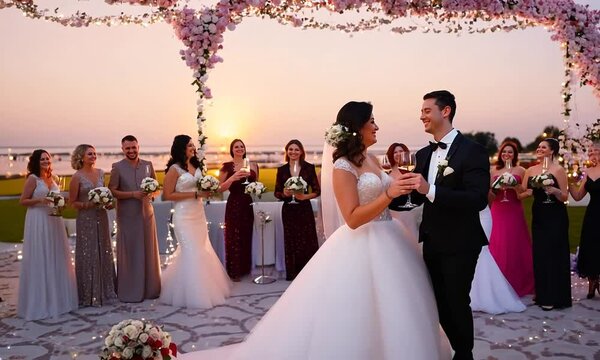 Romantic wedding party. Generative AI