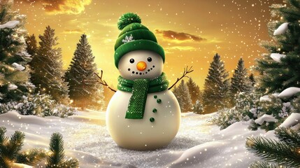 Obraz premium Handmade snowman in a peaceful snowy park