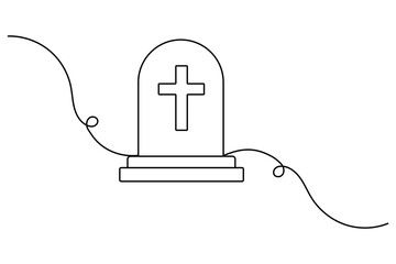 Christian three cross icon continuous one line art drawing of white background 