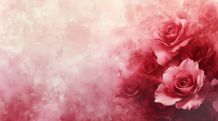 Valentines Day Romantic Background with Red Roses and Hearts for Love Celebration and Floral Design