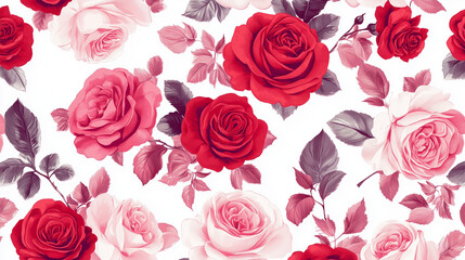 Valentines Day Romantic Background with Red Roses and Hearts for Love Celebration and Floral Design