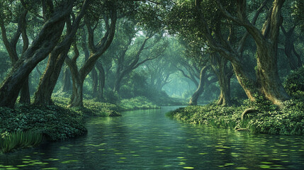 Obraz premium coastal mangrove wetlands with mud crabs, marine conservation area