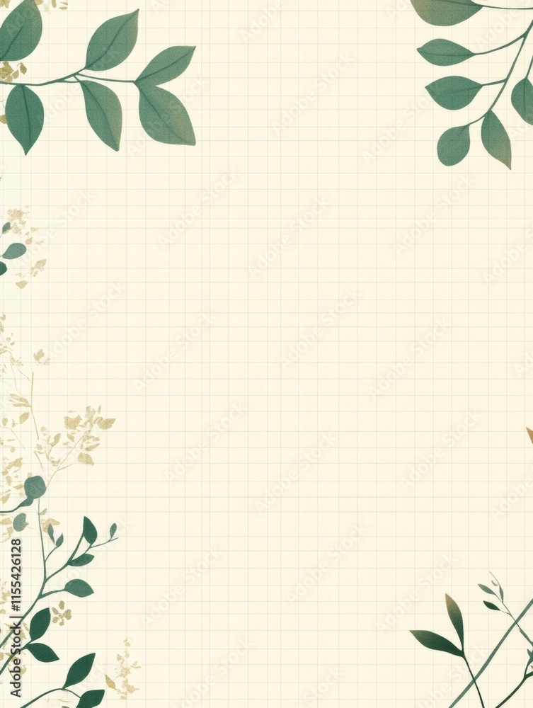 Fototapete Planner layout with minimalist grid design and botanical accents suitable for notes and organization. Generative AI