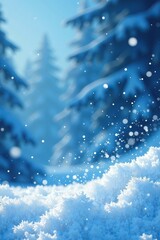 A flurry of blue snowflakes dance in the air amidst a backdrop of pristine white, snowy tempest, icy wind