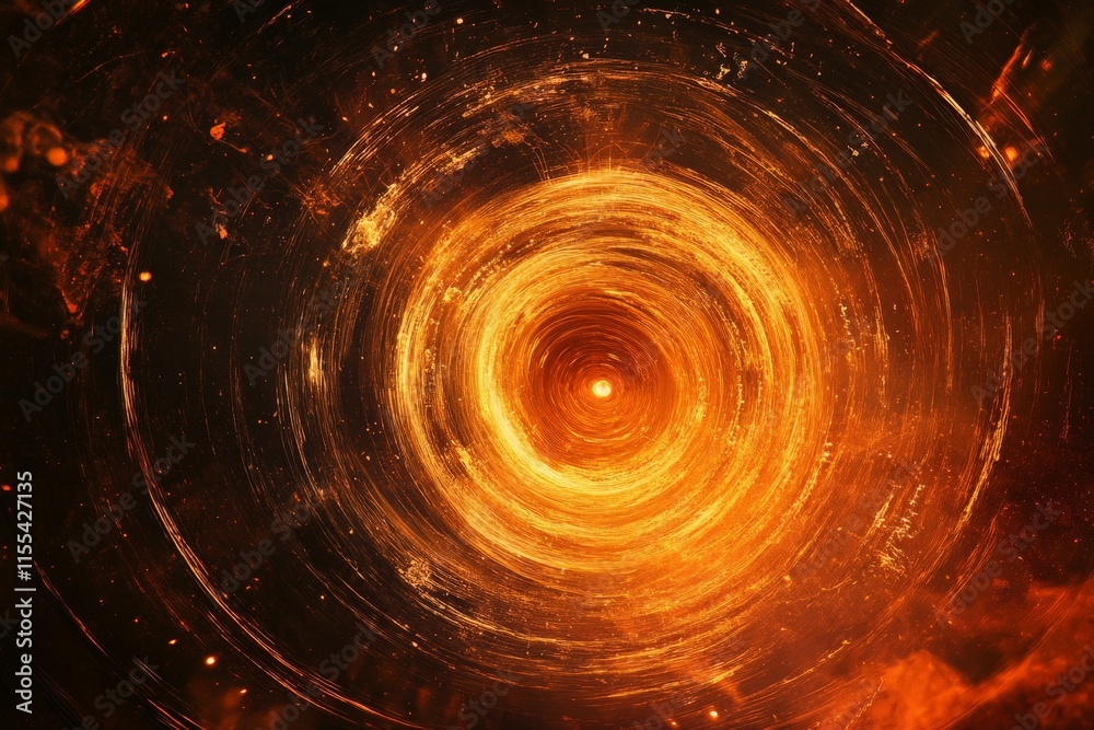 Poster a mesmerizing golden tunnel of light spirals through vast space, creating a hypnotic visual narrativ