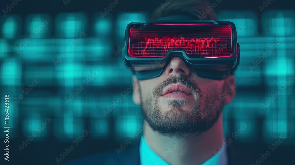 Leinwandbilder businessman analyzing data with augmented reality glasses in digital workspace, concept of ar innova