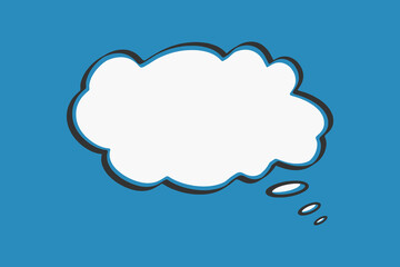 Thinking cloud illustration. Thought bubble on blue background. Idea in the air.