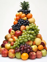 Artistic Pyramid of Diverse Fresh Fruits with Apples Oranges Grapes and Pineapple : Generative AI