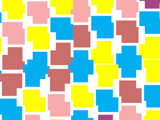 Abstract colorful checkered pattern seamless and confetti, on white background. Bright colorful retro checkered pattern background. Pixel pattern game background.