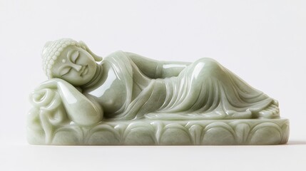 Serene Jade Buddha Statue in Meditative Pose