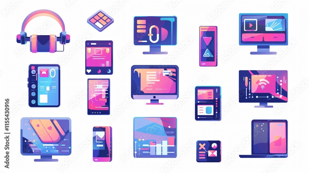 Wall mural cross-platform operating system abstract concept vector illustration