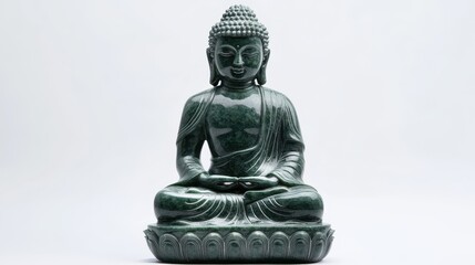 Intricate Jade Buddha Statue with Calm Expression