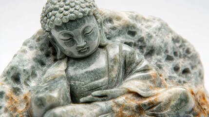 Obraz premium Exquisite Jade Buddha Statue Carving Detail