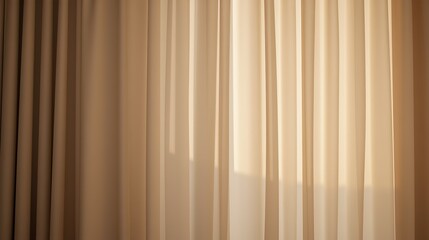 Sunlit Beige Curtains with Soft Shadows
