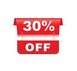 30 percent off - Banner label vector illustration design announcement template. flat design symbol.